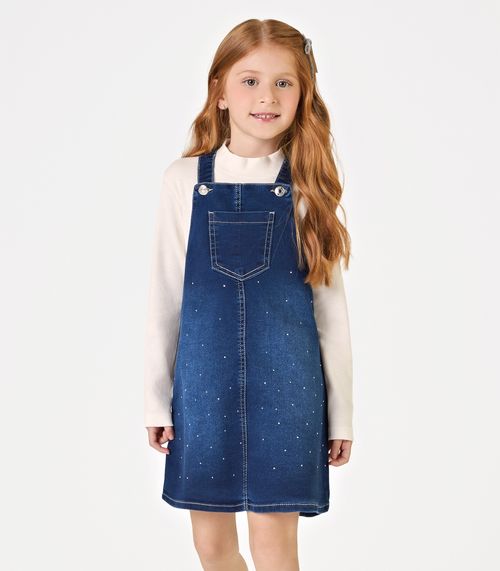 Conjunto Blusa Com Salopete Jeans Trick Nick Azul