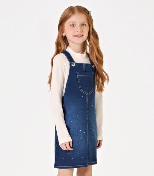Conjunto Blusa Com Salopete Jeans Trick Nick Azul