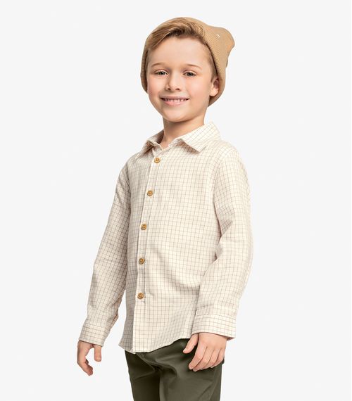 Camisa Infantil Masculina Manga Longa Trick Nick Bege