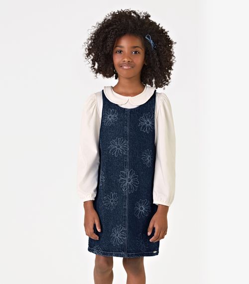 Conjunto Blusa Com Salopete Jeans Trick Nick Azul