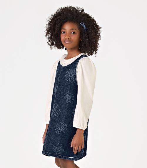 Conjunto Blusa Com Salopete Jeans Trick Nick Azul