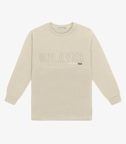 Camiseta Infantil Manga Longa Trick Nick Bege