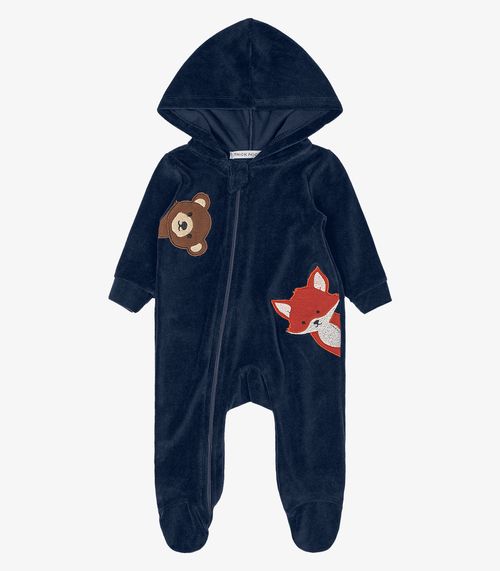 Macacão Infantil Com Capuz em Plush Trick Nick Azul