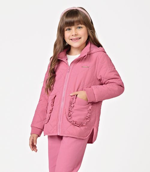 Jaqueta Puffer com Capuz Trick Nick Rosa