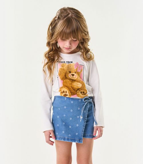 Shorts Saia Feminino Jeans Trick Nick Azul