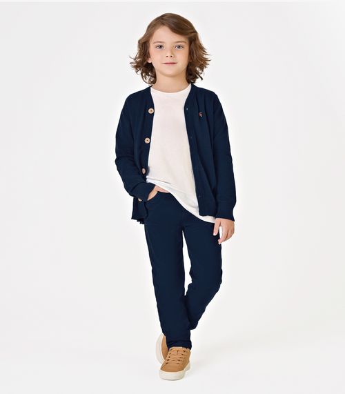 Calça Infantil Masculina Em Sarja Trick Nick Azul