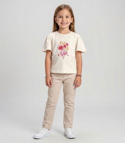 Blusa Infantil Feminina Trick Nick Bege
