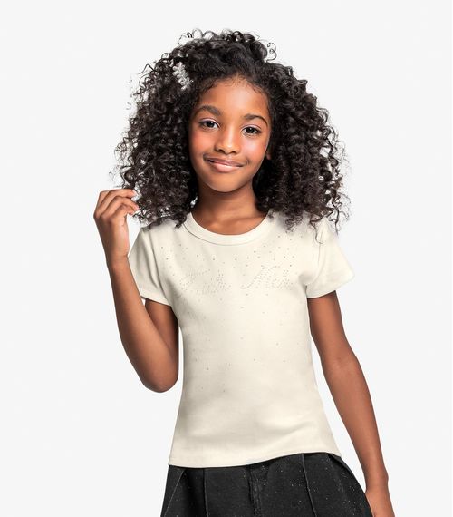 Blusa Infantil Em Ribana Trick Nick Bege