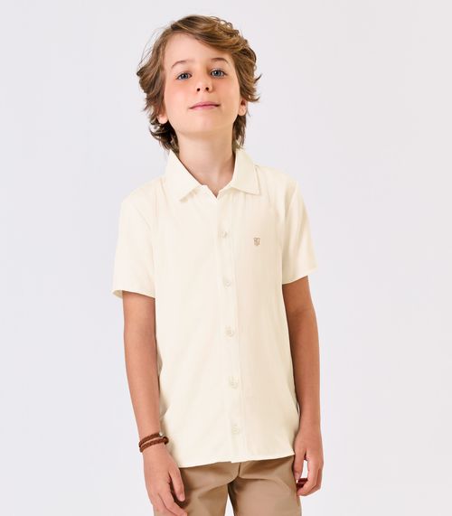Conjunto Menino Camisa Com Bermuda Trick Nick Bege