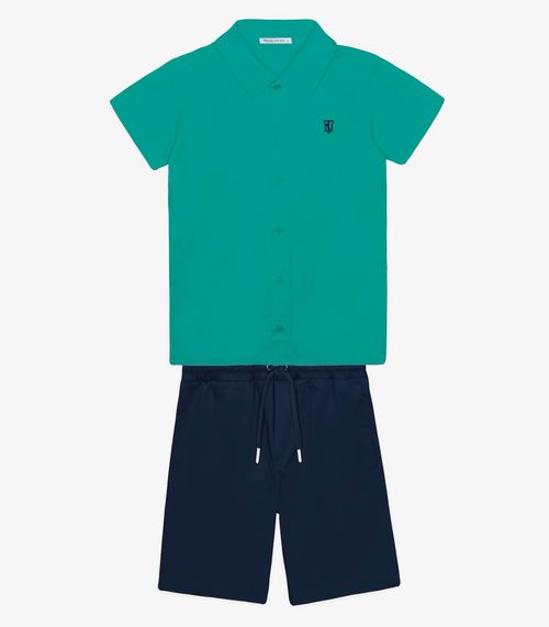 Conjunto Menino Camisa Com Bermuda Trick Nick Verde