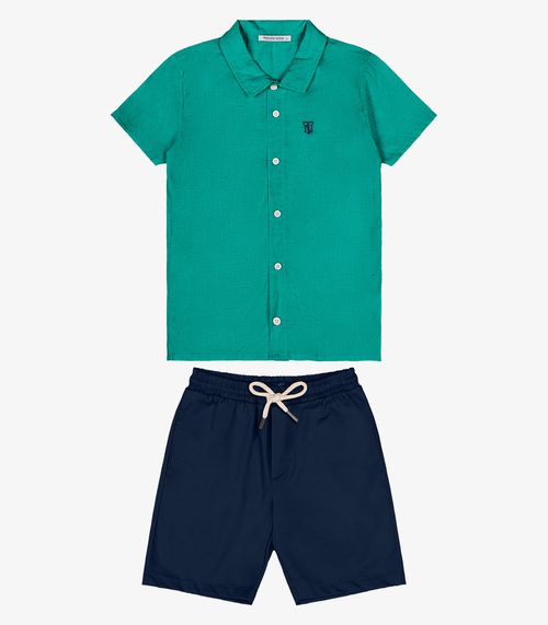 Conjunto Menino Camisa Com Bermuda Trick Nick Verde