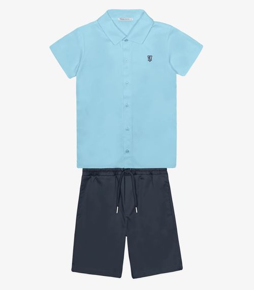 Conjunto Menino Camisa Com Bermuda Trick Nick Azul