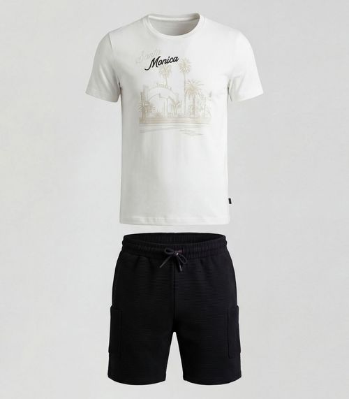 Conjunto Camiseta com Bermuda Menino Trick Nick Bege