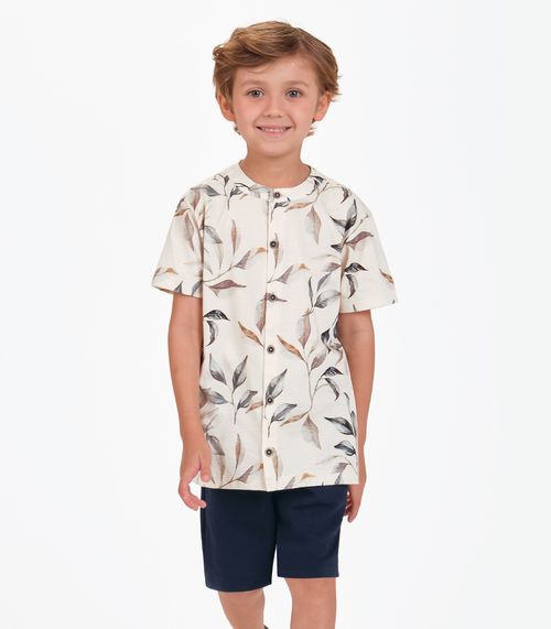 Camiseta Menino em Meia Malha Trick Nick Bege