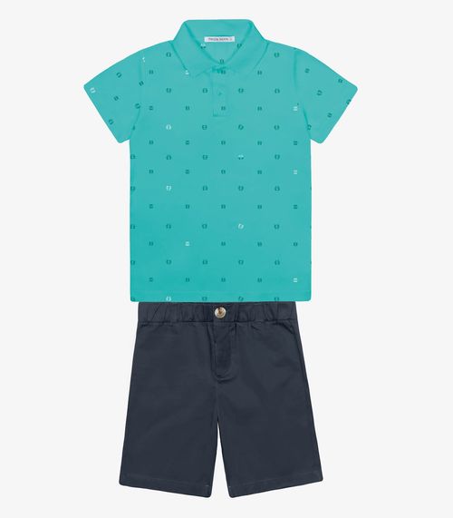 Conjunto Infantil Polo Com Bermuda Trick Nick Verde