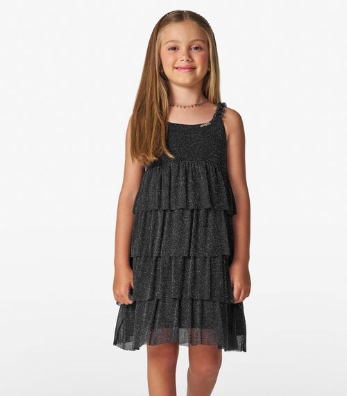 Vestido Infantil em Tule Shine Duo Trick Nick Preto