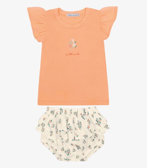 Conjunto Infantil Blusa Com Calcinha Trick Nick Laranja
