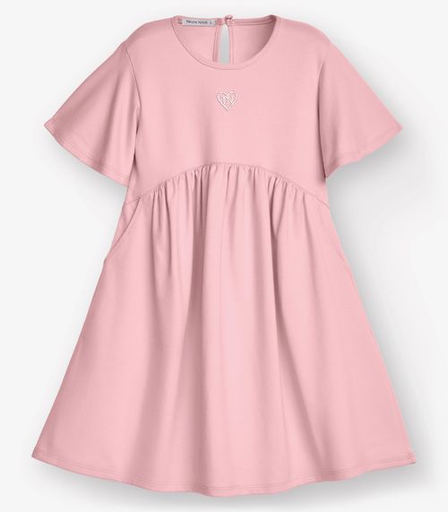Vestido Moletinho Denim Menina Trick Nick Rosa