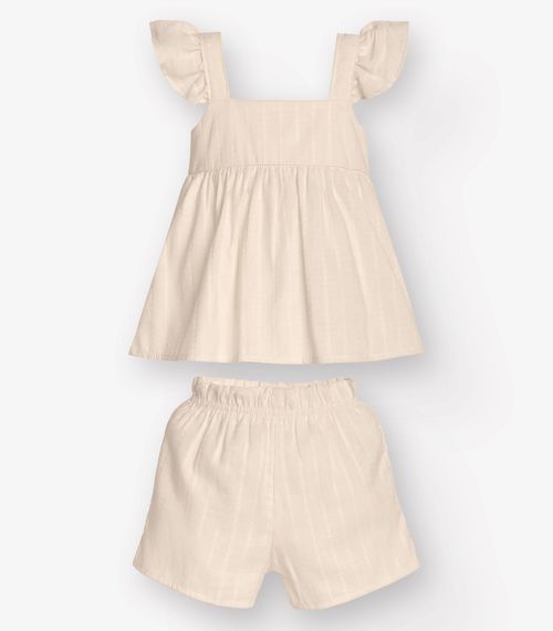 Conjunto Bata com Shorts Bebê Trick Nick Bege