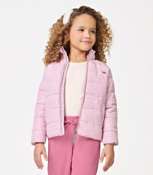 Jaqueta Puffer Infantil Feminina Trick Nick Rosa
