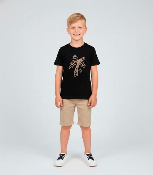 Camiseta Menino em Meia Malha Trick Nick Preto