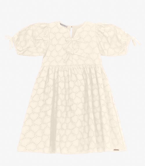 Vestido em Laise Corações e Viscose Khy Trick Nick Off White