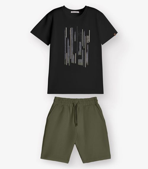 Conjunto Camiseta com Bermuda Menino Trick Nick Preto