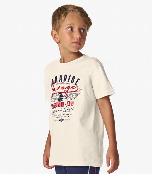 Camiseta Menino em Meia Malha Trick Nick Off White