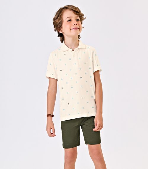 Conjunto Infantil Polo Com Bermuda Trick Nick Bege