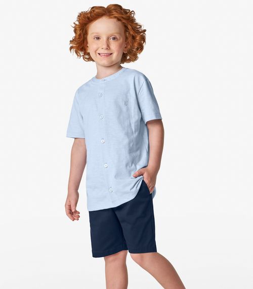 Camisa Menino em Meia Malha MaquinetaTrick Nick Azul