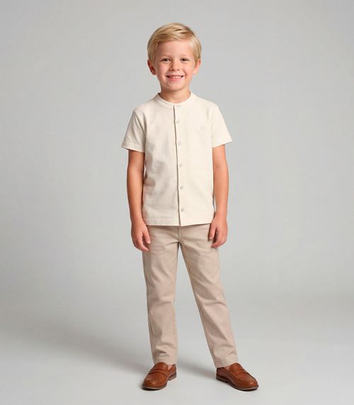 Camisa Menino em Meia Malha MaquinetaTrick Nick Off White