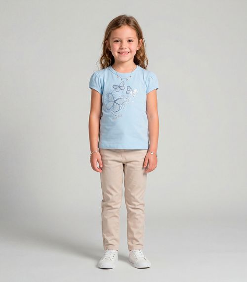 Blusa feminina em Cotton Leve Trick Nick Azul