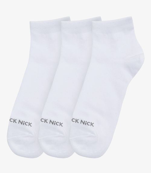 Kit 3 Pares De Meia Cano Curto Lisas Trick Nick Branco