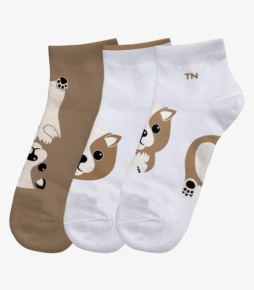 Kit 3 Pares De Meia Cano Curto Infantil Trick Nick Branco