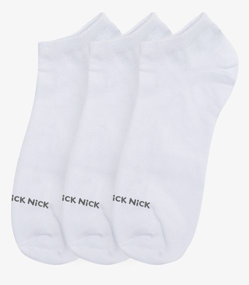 Kit 3 Pares De Meia Soquete Lisas Trick Nick Branco