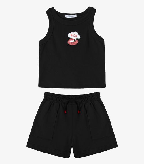 Conjunto Regata Com Shorts Infantil Trick Nick Preto