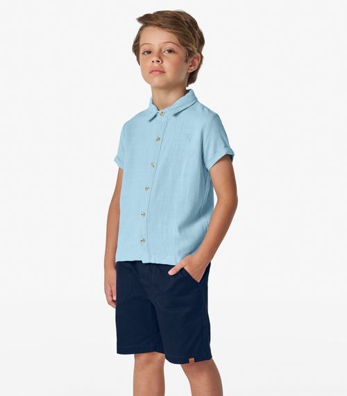 Camisa Infantil Masculina Com Botões Trick Nick Azul