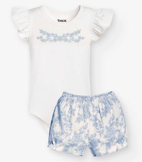Conjunto Body com Shorts Menina Trick Nick Azul