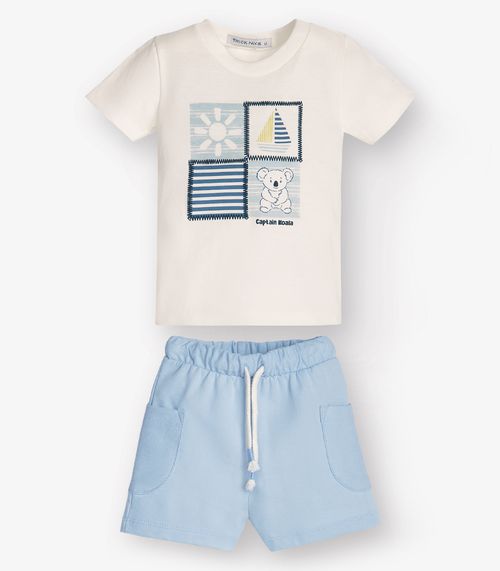 Conjunto Camiseta com Bermuda Masculino Trick Nick Bege