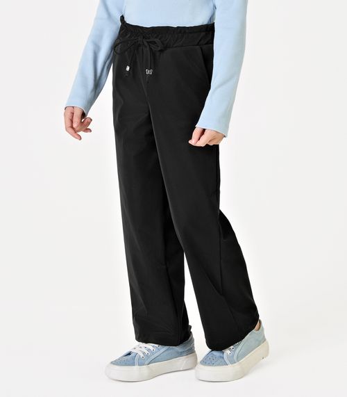 Calça Feminina Wide Leg Sintética Trick Nick Preto