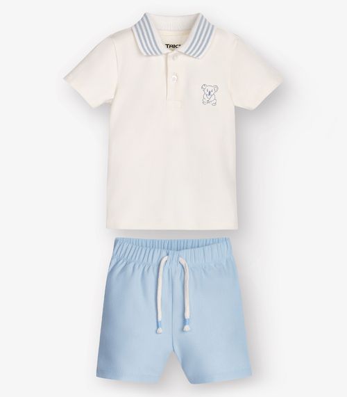 Conjunto Polo com Bermuda Menino Trick Nick Bege