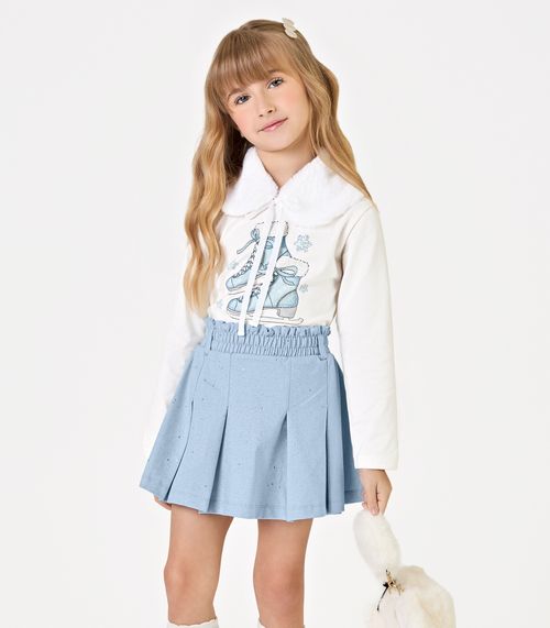 Conjunto Blusa com Gola e Saia Trick Nick Branco
