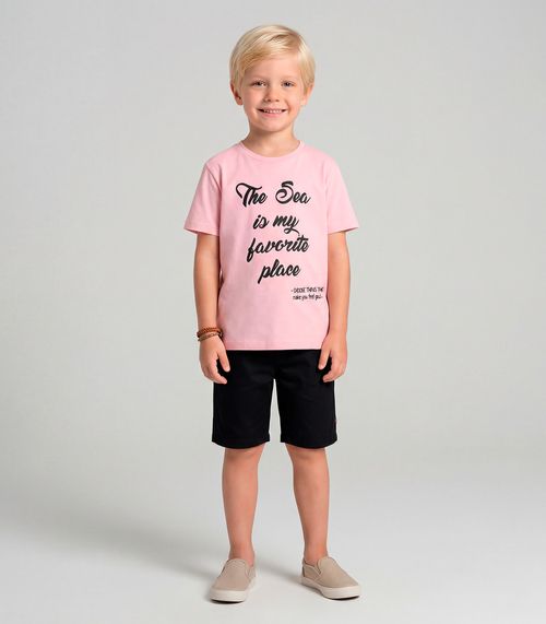 Conjunto Infantil Camiseta com Bermuda Trick Nick Rosa