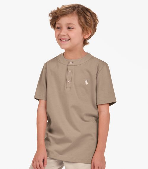 Camiseta Meia Malha Masculina Trick Nick Marrom