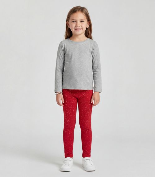 Legging Infantil Cotton Glitter Trick Nick Vermelho