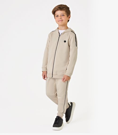 Conjunto Jaqueta Com Capuz E Calça Trick Nick Bege