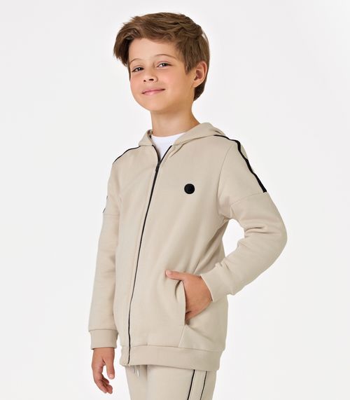Conjunto Jaqueta Com Capuz E Calça Trick Nick Bege