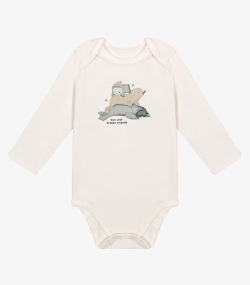 Body Infantil Masculino Cotton Trick Nick Bege
