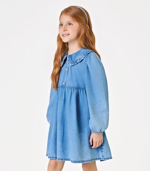 Vestido Manga Longa Menina Denim Trick Nick Azul