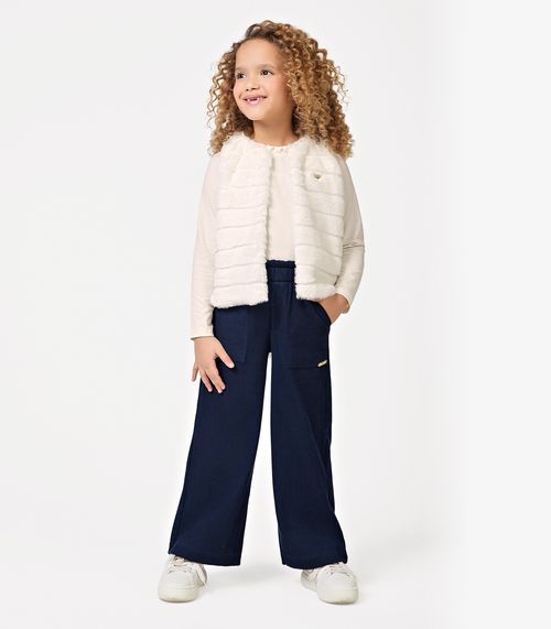 Calça Wide Leg Feminina Infantil Trick Nick Azul